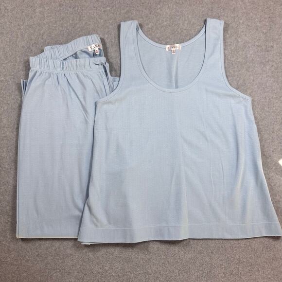 Lake Pajamas Pointelle Pima Cotton Pajama Set French Blue Tank Pants - Picture 6 of 14